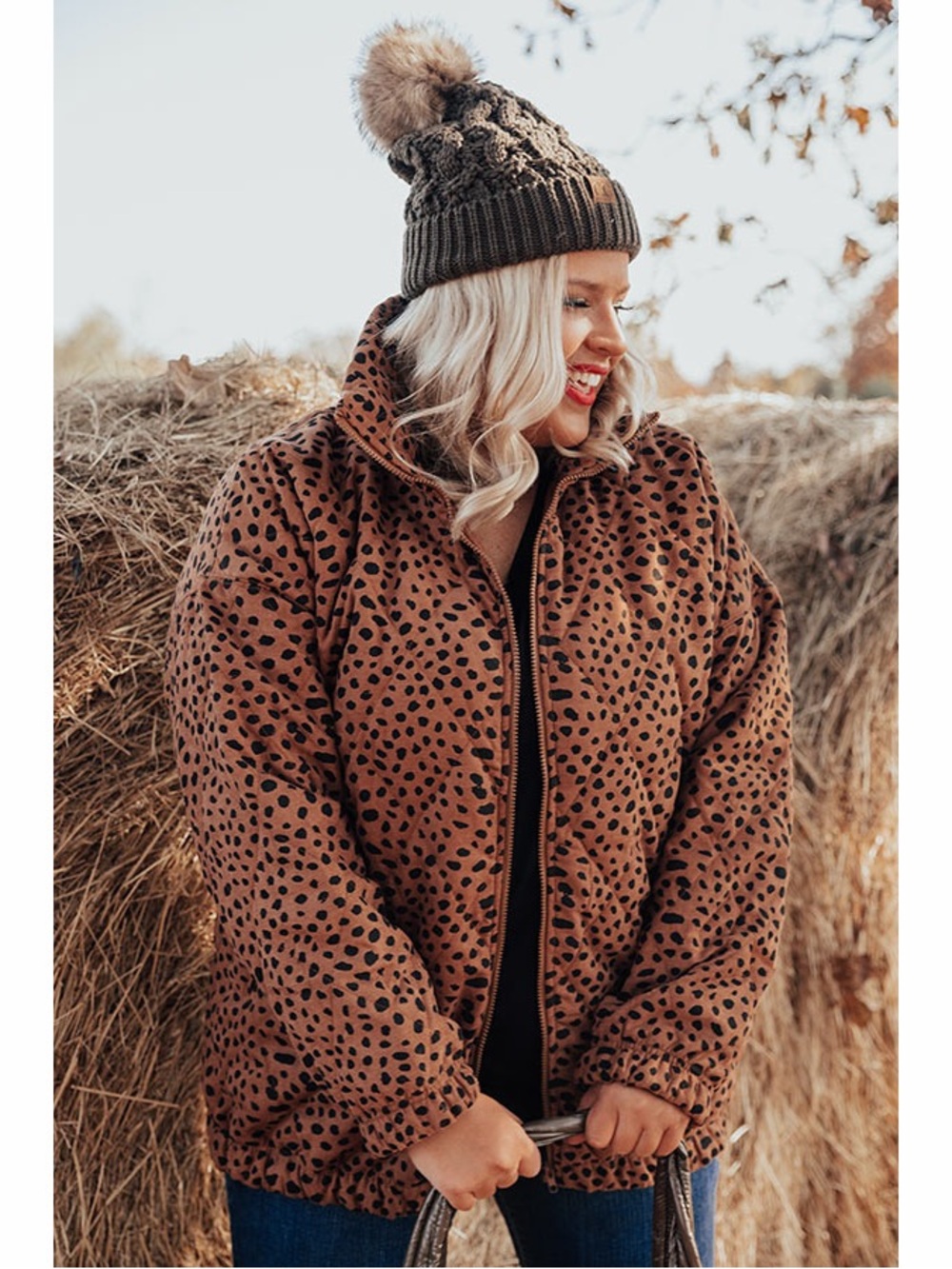 entro | Anthro Animal Print Vegan Faux Sued Relaxed Quilt Coat Puffer Jacket